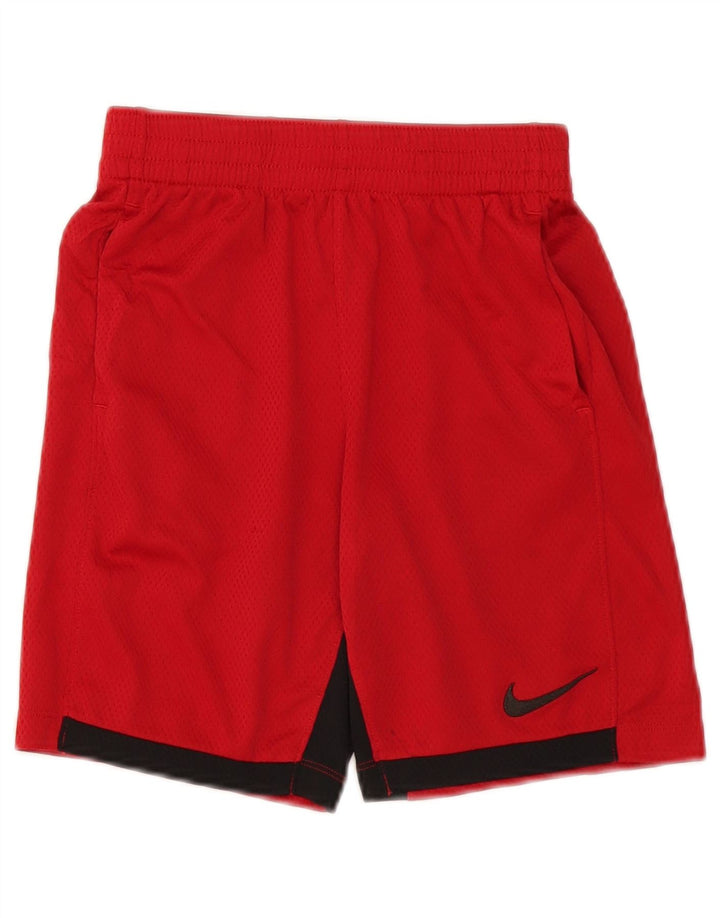 Pantaloncini sportivi Nike da ragazzo Dri Fit 10-11 anni in poliestere color block rosso medio