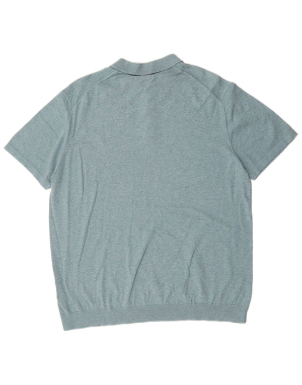 Maglione da uomo Marks & Spencer a maniche corte con collo a polo XL in cotone blu