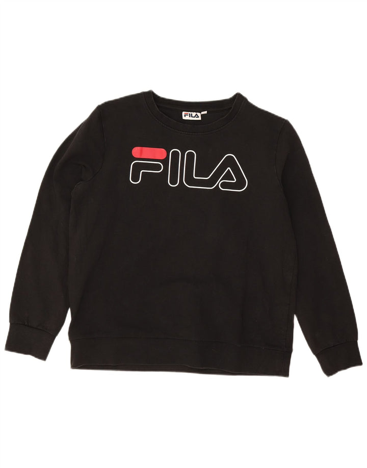 Maglione da donna con grafica oversize FILA UK 10 piccolo cotone nero
