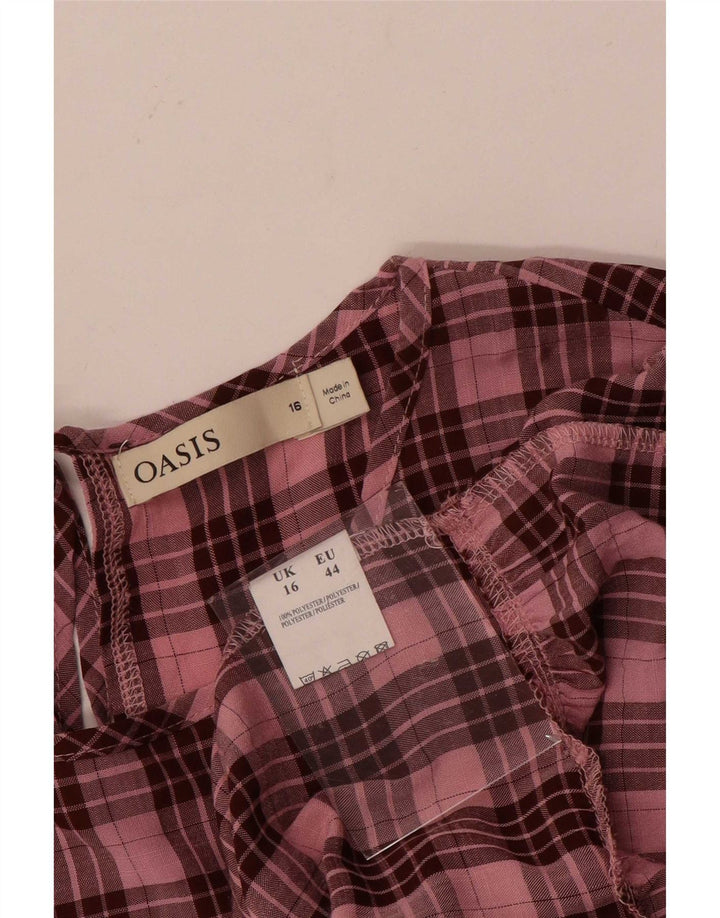 Abito a strati a maniche lunghe da donna Oasis UK 16 Poliestere a quadri rosa grande