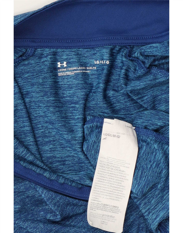 Maglia da ginnastica Under Armour da uomo con zip e collo, grande, blu screziato