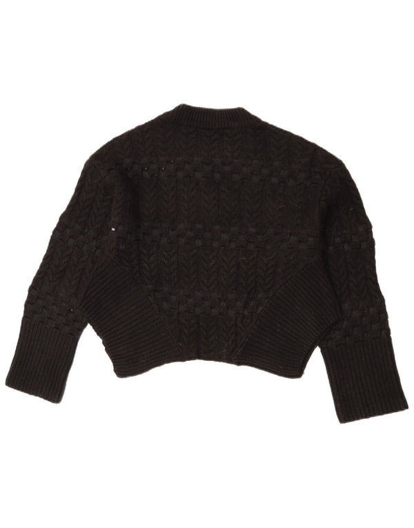 Maglione corto girocollo da donna Zara UK 10 piccolo nero geometrico