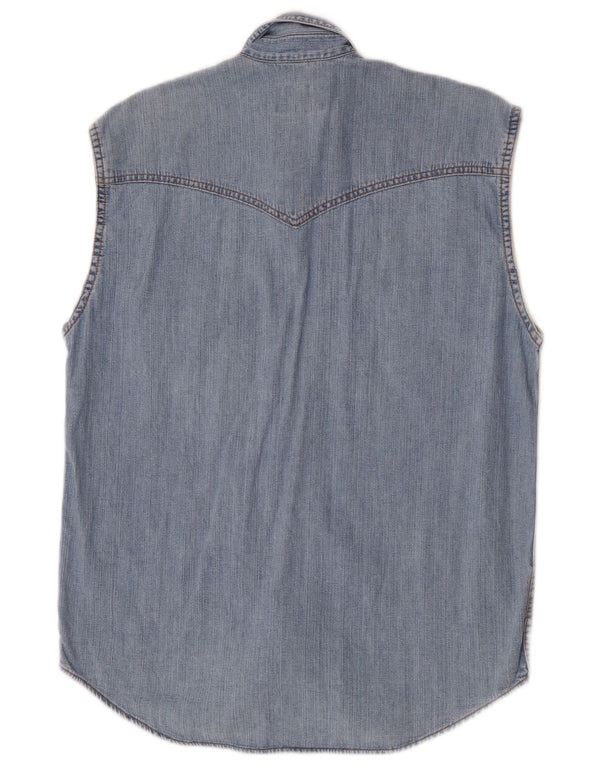 Camicia di jeans senza maniche da uomo Wrangler piccola in cotone blu