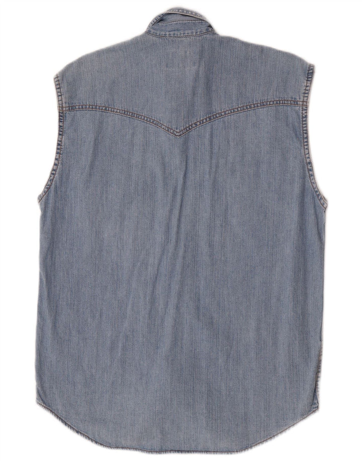 Camicia di jeans senza maniche da uomo Wrangler piccola in cotone blu