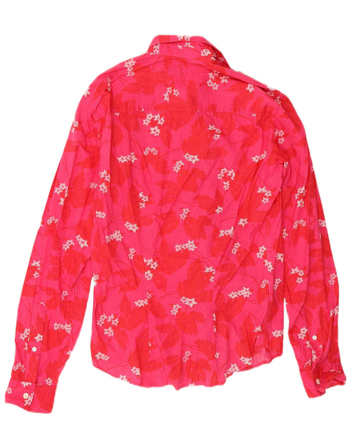 Camicia da uomo Hugo Boss piccola in cotone floreale rosa