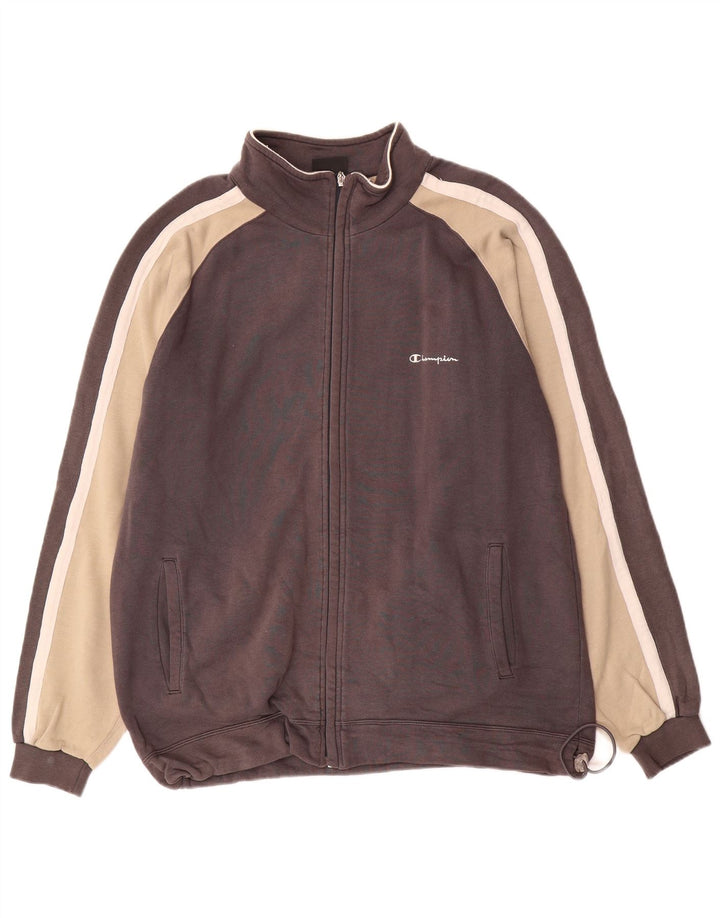 Giacca da tuta da uomo Champion, taglia grande, in cotone color block marrone