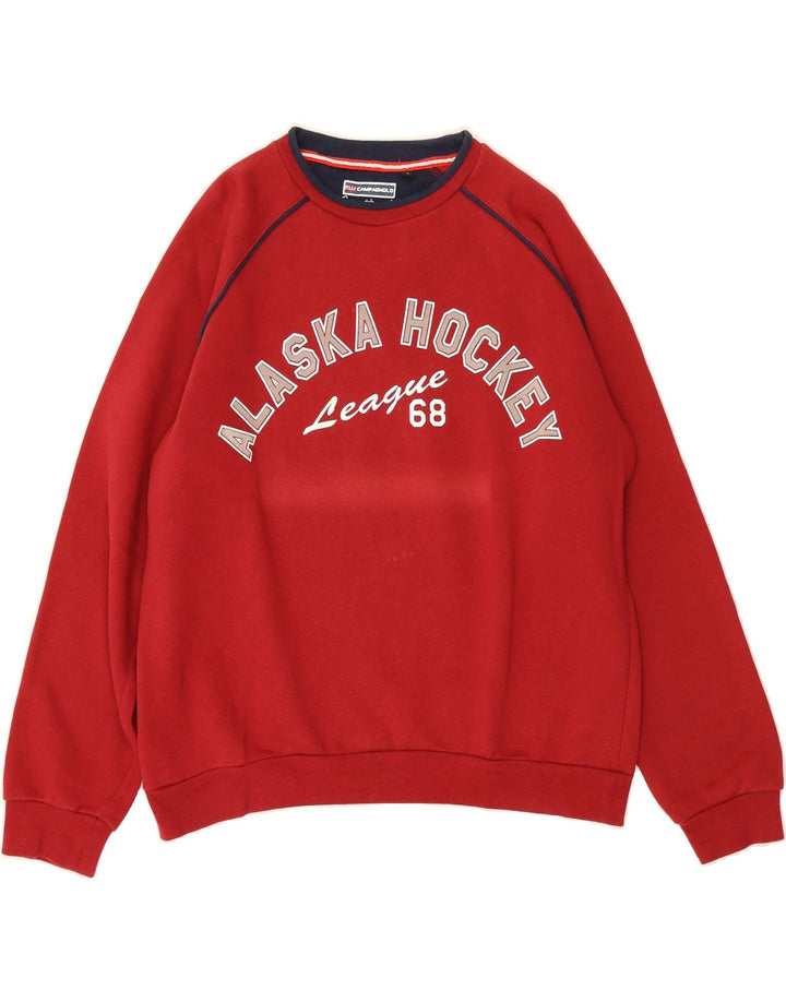 F.LLI CAMPAGNOLO Womens Alaska Oversized Sweatshirt Jumper UK 16 Large Red Vintage F.LLI Campagnolo and Second-Hand F.LLI Campagnolo from Messina Hembry 