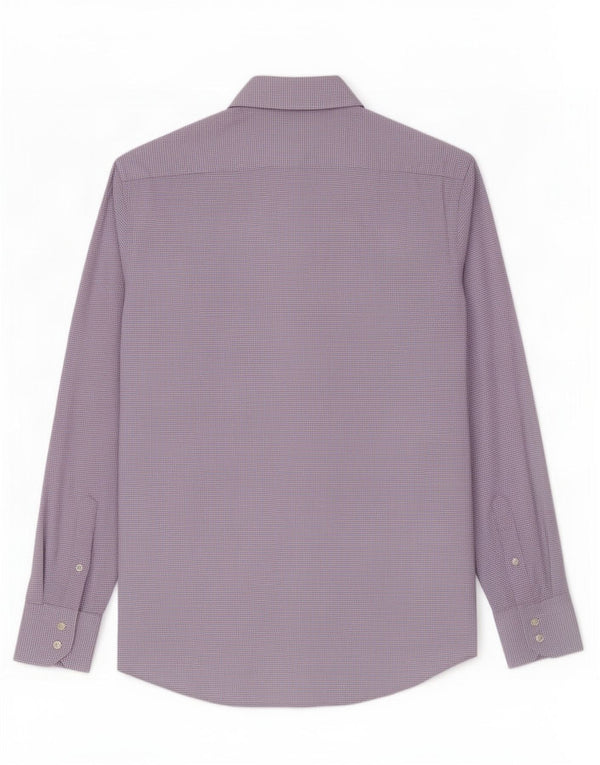 Camicia da uomo Regular Fit Hugo Boss taglia 38 15 cotone geometrico viola medio