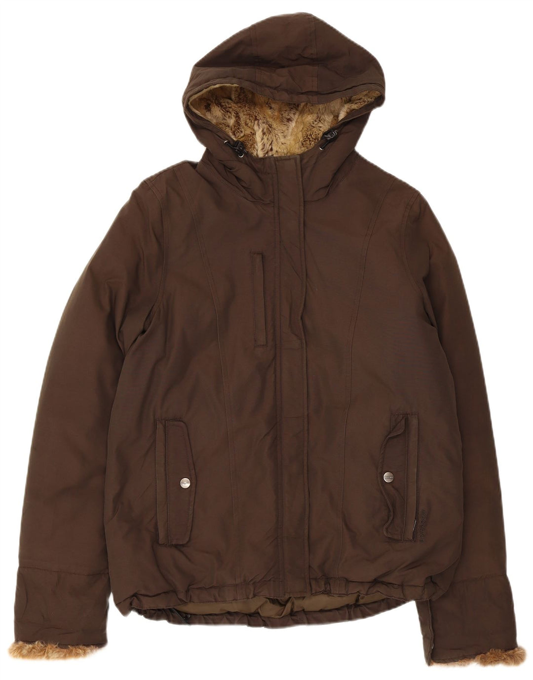 Giacca imbottita con cappuccio da donna Woolrich UK 16 grande cotone kaki