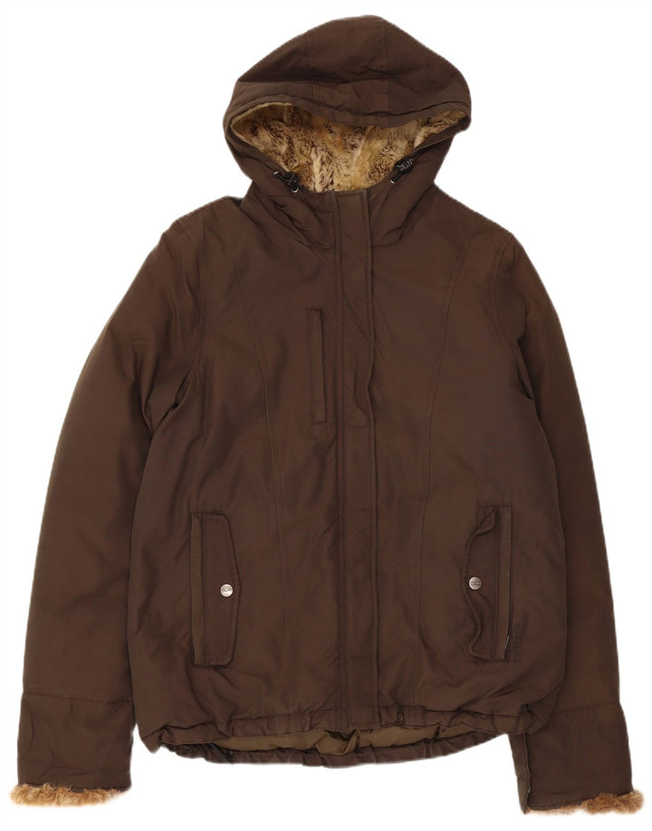 Giacca imbottita con cappuccio da donna Woolrich UK 16 grande cotone kaki