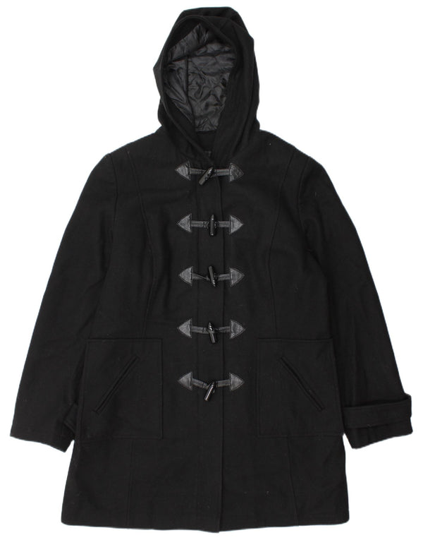 Montgomery con cappuccio da donna vintage UK 14 grande lana nera