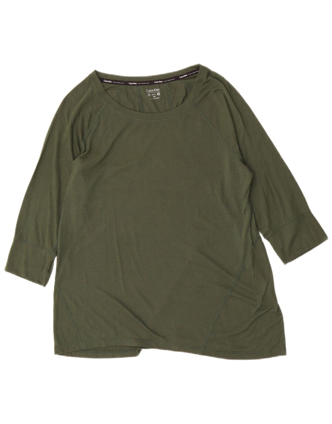 CALVIN KLEIN Womens Top 3/4 Sleeve UK 18 XL Khaki Polyester