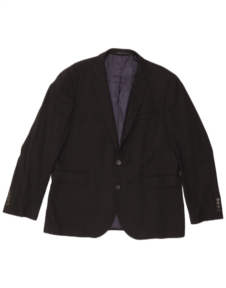 Giacca blazer da uomo a 2 bottoni su misura John Lewis UK 44 2XL Lana nera