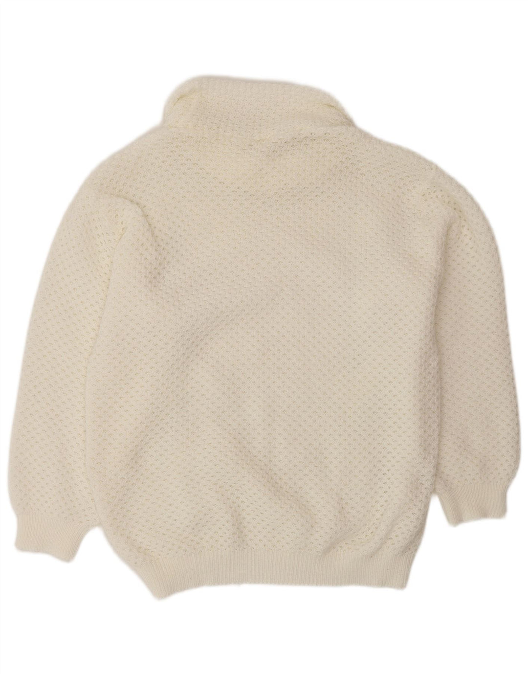 Maglione maglione oversize da donna VINTAGE con collo alto UK 14 bianco medio