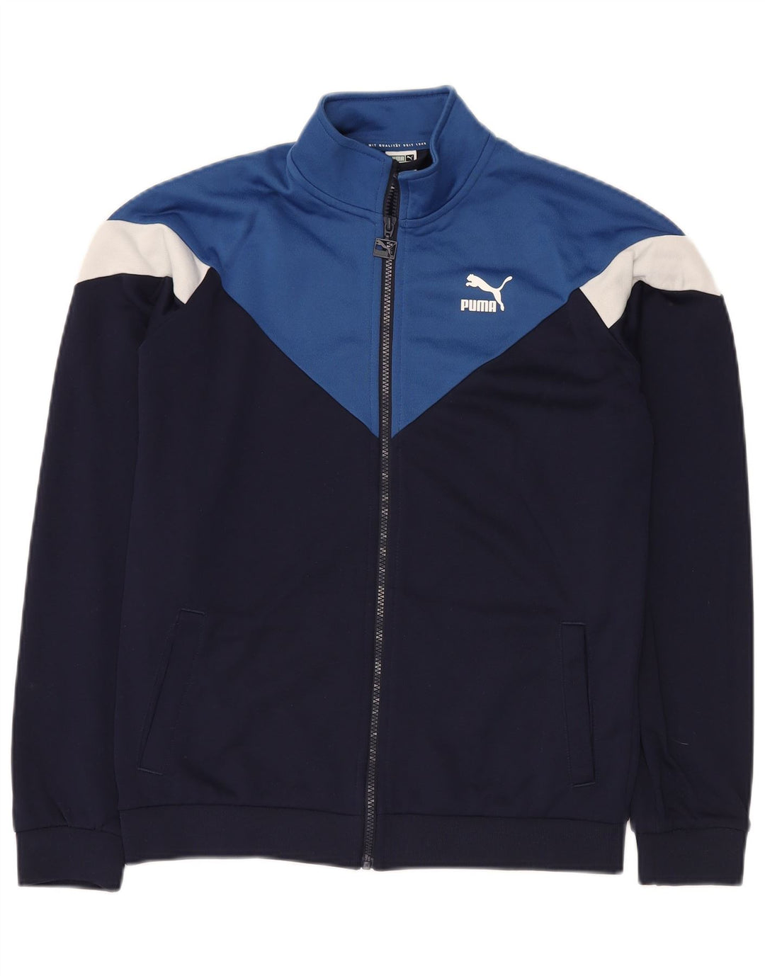 Giacca da tuta da ragazzo PUMA 15-16 anni in poliestere color block blu navy