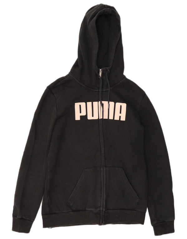 Felpa con cappuccio con zip e vestibilità grafica regolare da donna Puma UK 10 piccola in cotone nero