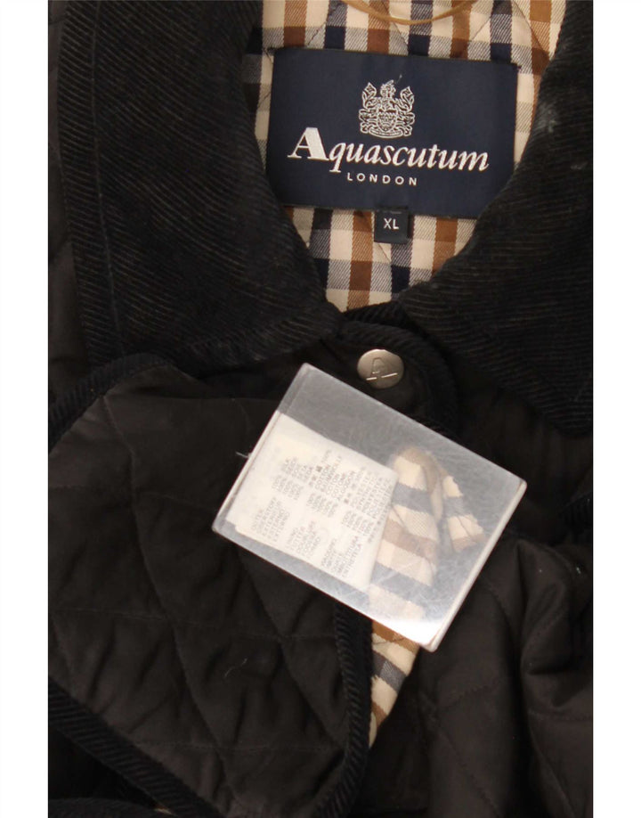 Giacca trapuntata da donna Aquascutum UK 18 XL seta nera