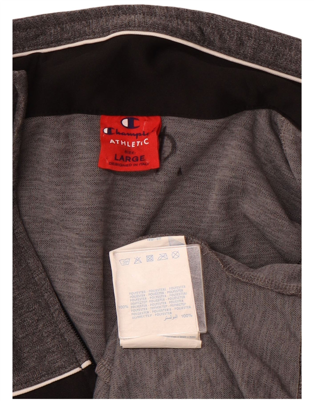 Giacca da tuta da uomo CHAMPION, grande, in poliestere color block grigio