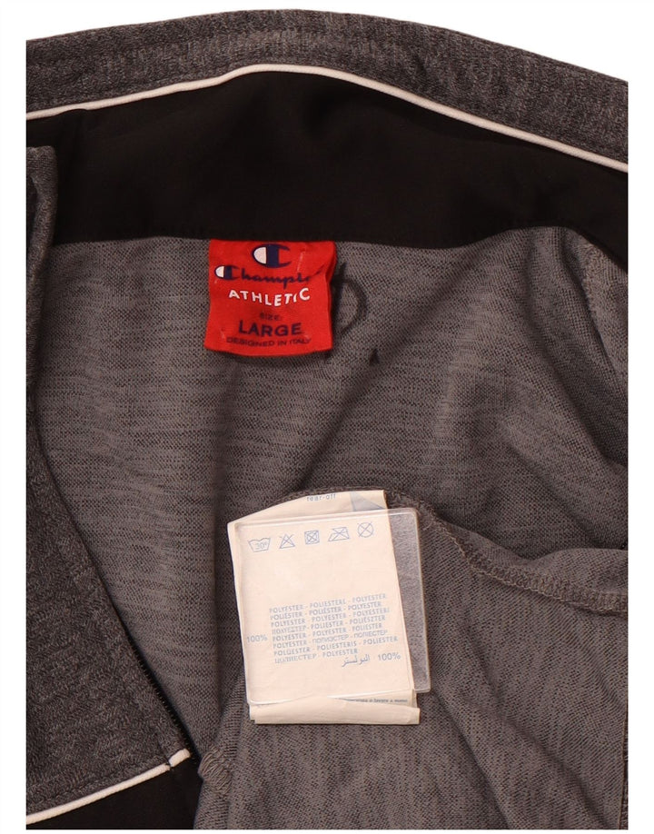 Giacca da tuta da uomo CHAMPION, grande, in poliestere color block grigio