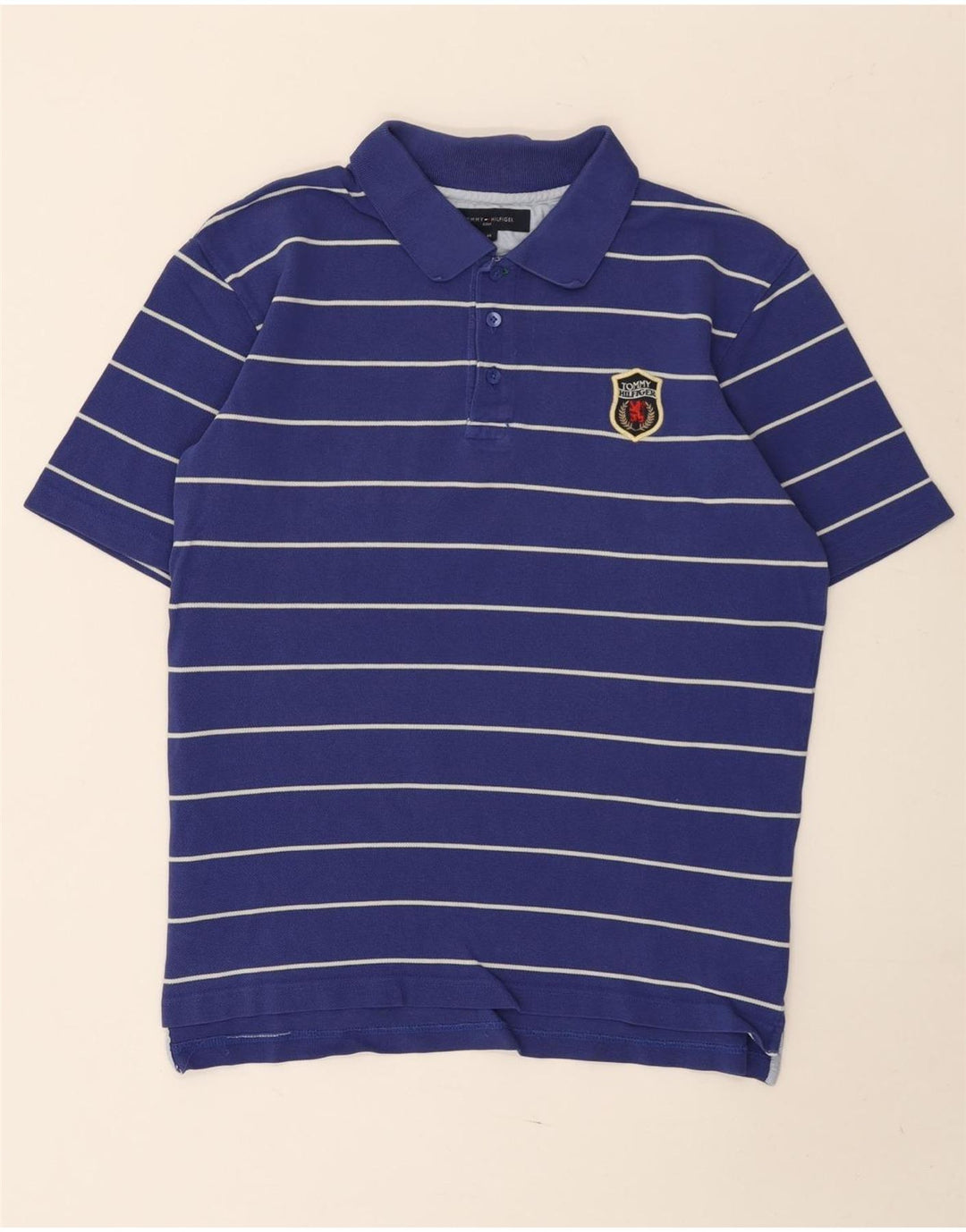 Polo da uomo Tommy Hilfiger in cotone a righe blu medio