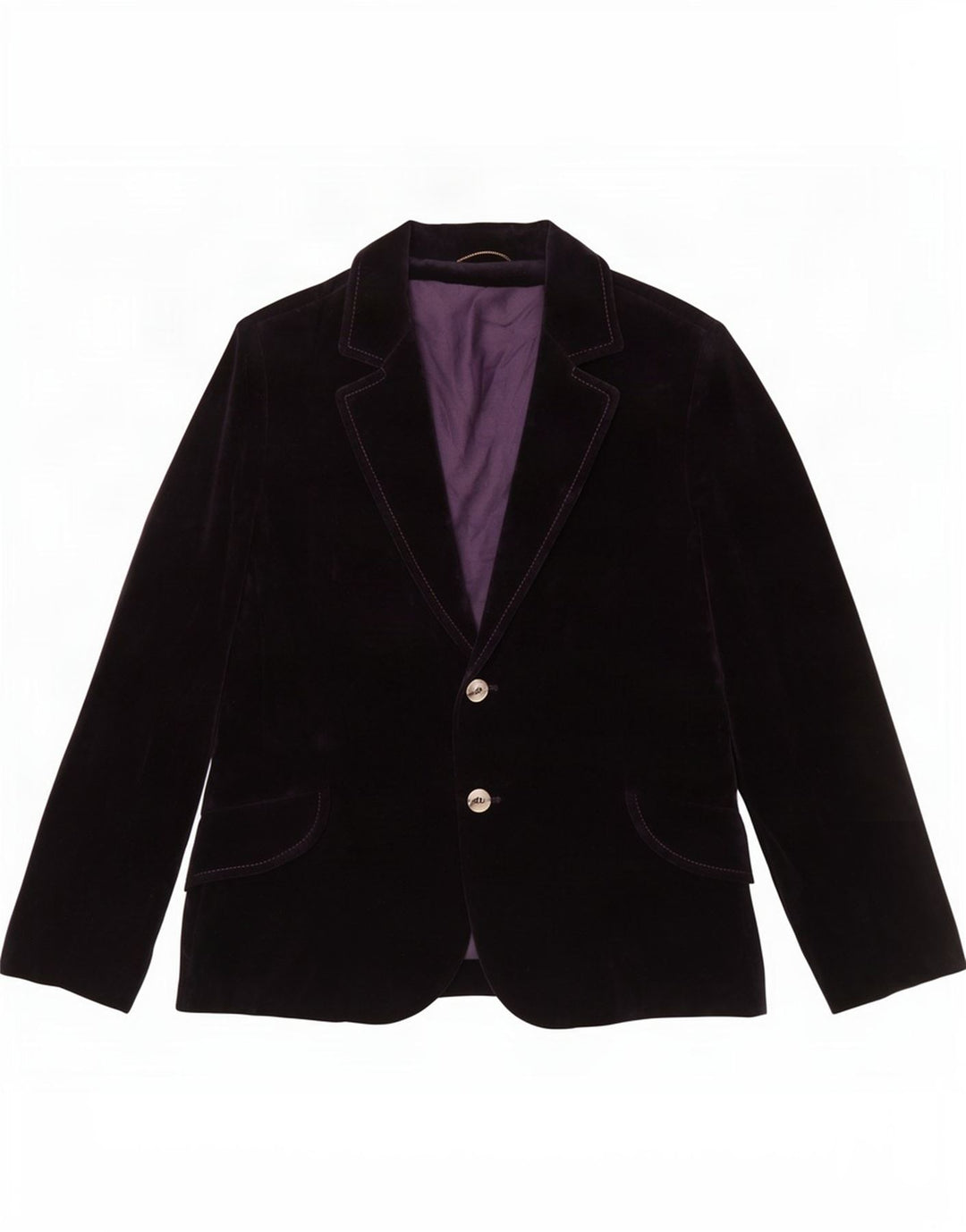 Giacca blazer in velluto a 2 bottoni vintage da donna UK 12 cotone viola medio