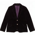 Giacca blazer in velluto a 2 bottoni vintage da donna UK 12 cotone viola medio