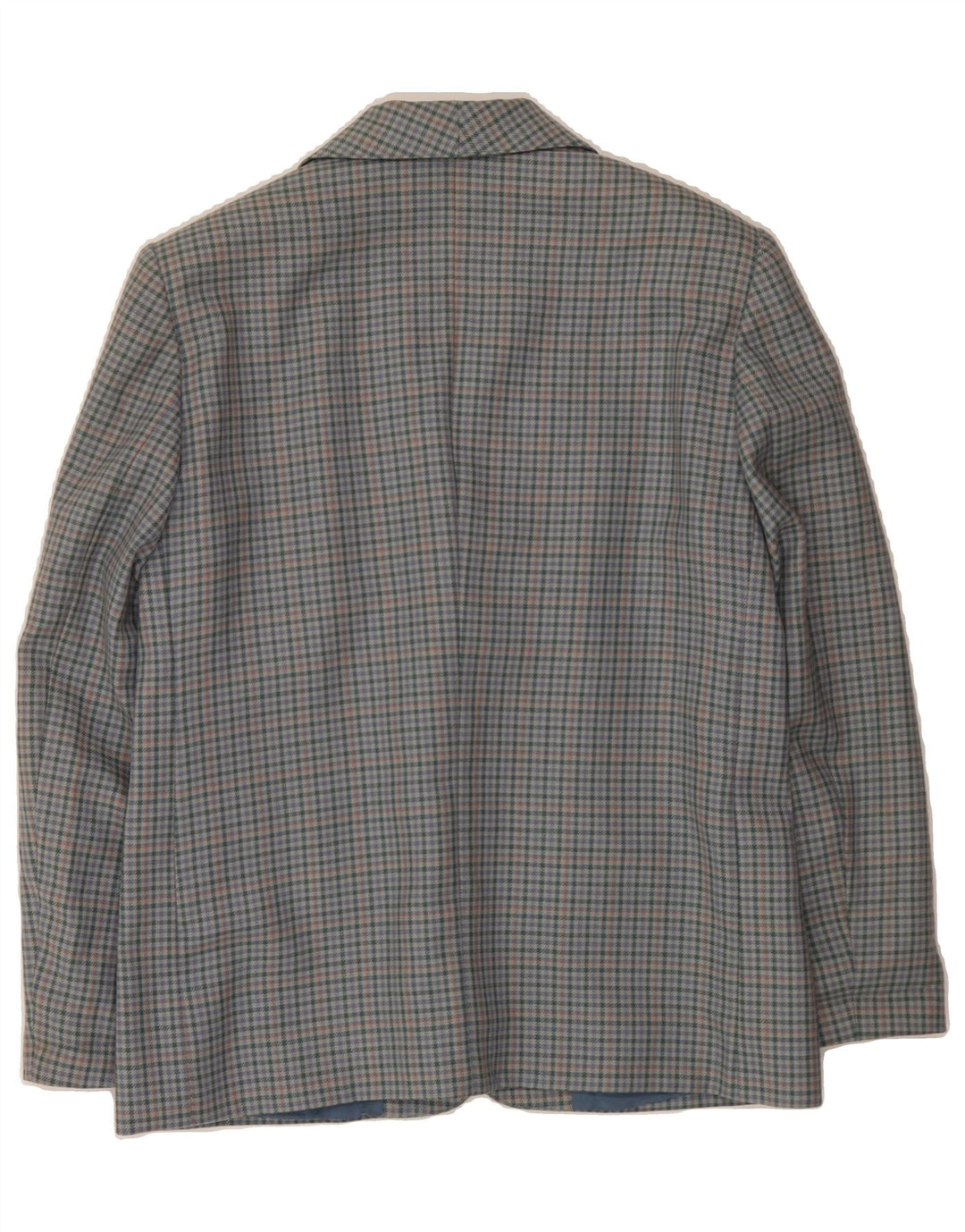 VINTAGE Womens 2 Button Blazer Jacket IT 43 Medium Blue Check Virgin Wool Vintage Vintage and Second-Hand Vintage from Messina Hembry 