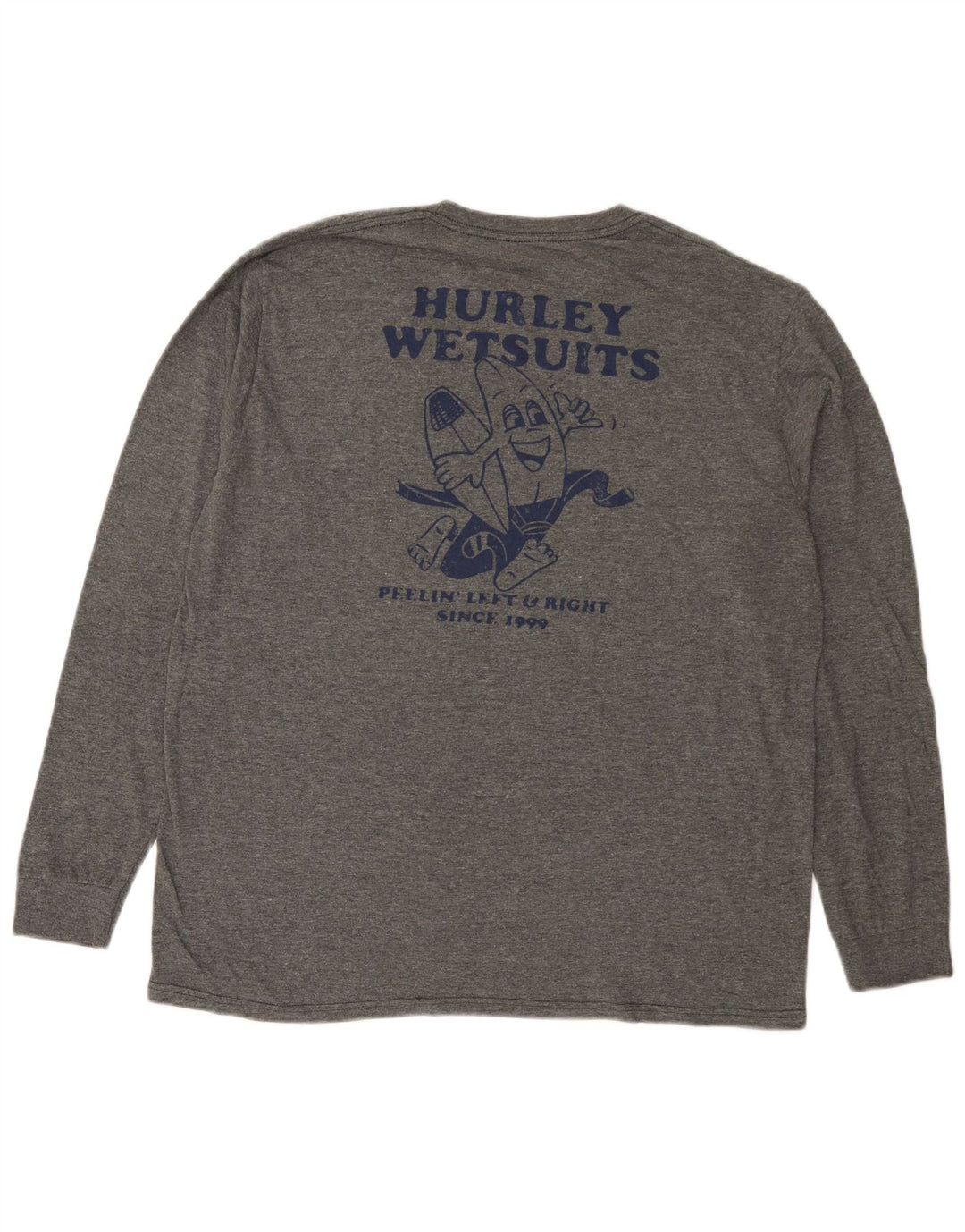 Hurley Top grafico da uomo a maniche lunghe in cotone chiazzato grigio grande