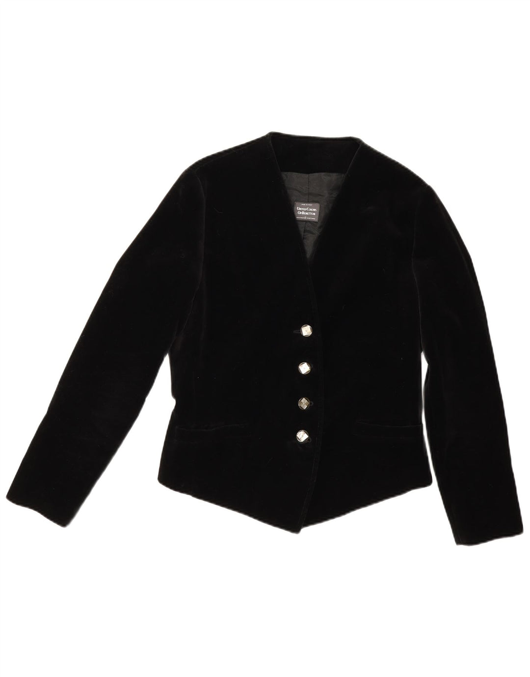 Giacca Blazer in Velluto a 4 Bottoni da Donna Benetton IT 44 Medio Nero
