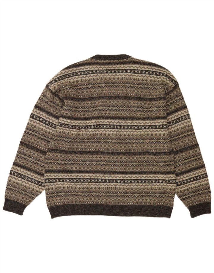 Maglione da uomo con scollo a V Enzo Goti grigio medio Fair Isle poliacrilico