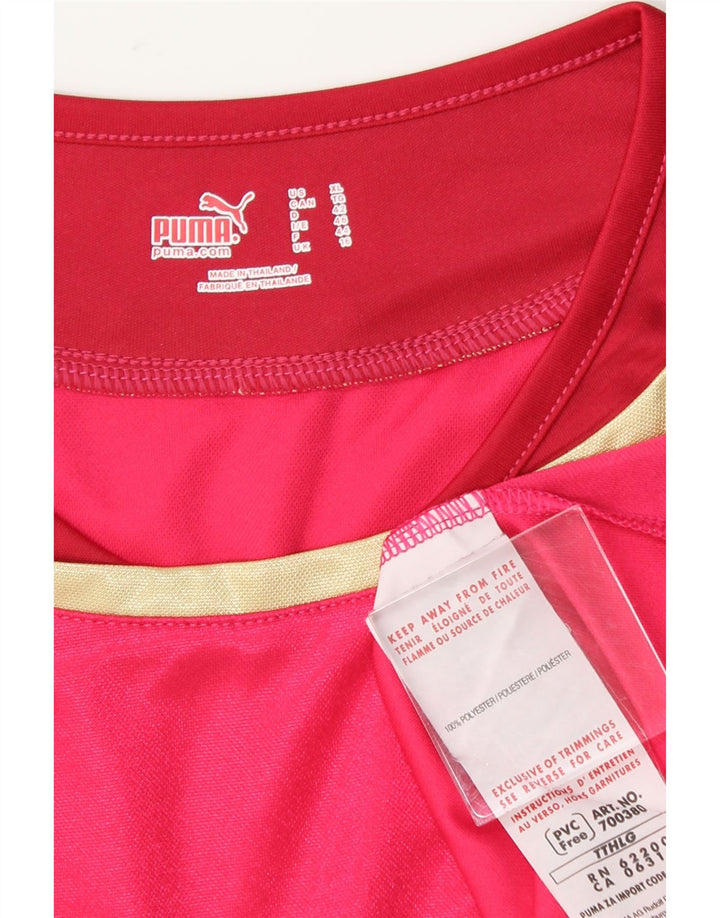 PUMA Womens T-Shirt Top UK 16 Large Red Colourblock Polyester Vintage Puma and Second-Hand Puma from Messina Hembry 