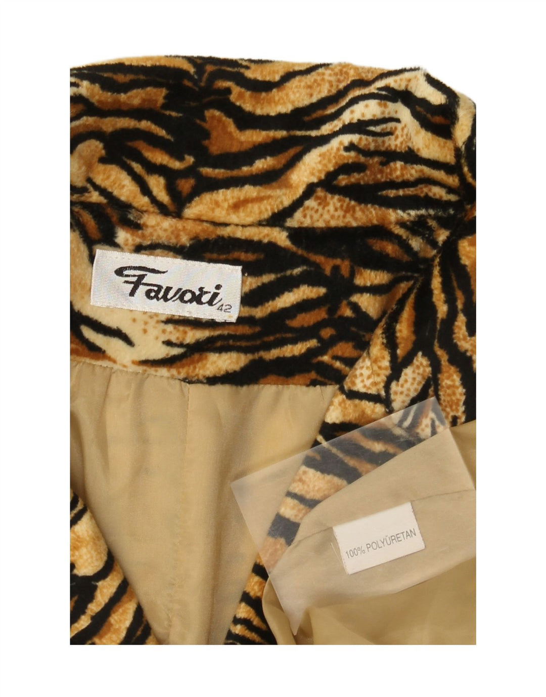 Soprabito da donna vintage IT 42 Poliuretano stampa animalier marrone medio