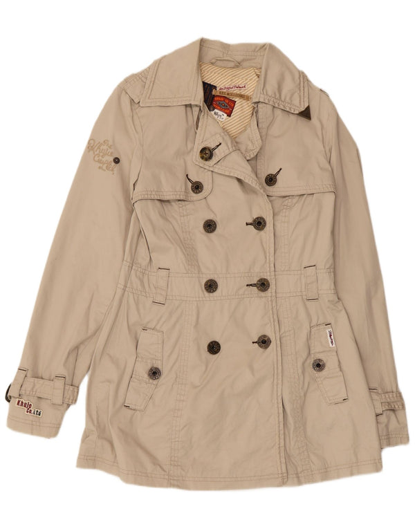 KHUJO Womens Trench Coat UK 12 Medium Beige Cotton