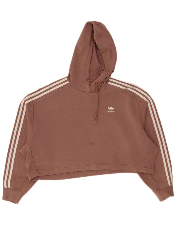 Maglione con cappuccio oversize corto da donna Adidas UK 14 Cotone marrone medio