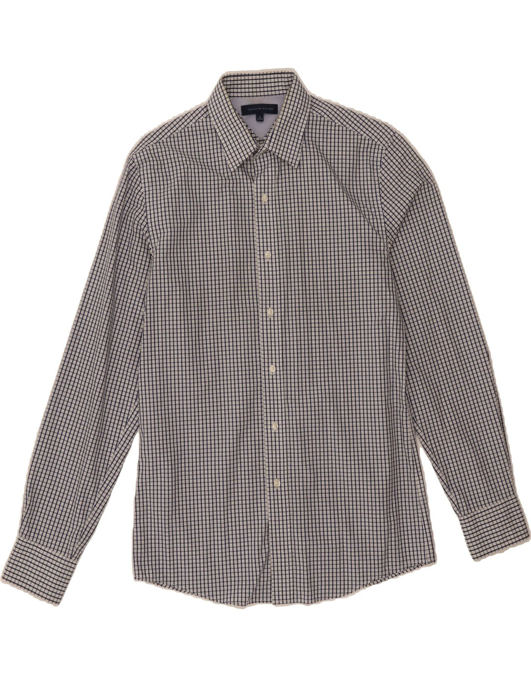 TOMMY HILFIGER Mens Shirt Size 34/35 15 Medium White Check Vintage Tommy Hilfiger and Second-Hand Tommy Hilfiger from Messina Hembry 