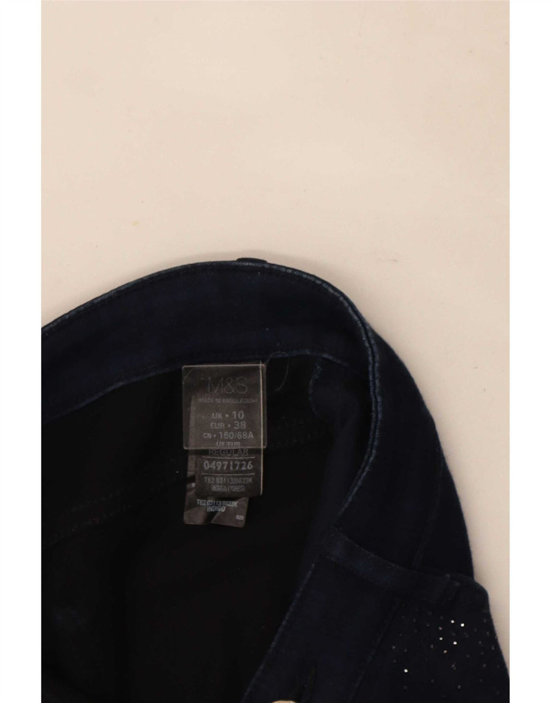 Jeans dritti da donna Marks & Spencer UK 10 piccoli W27 L30 blu navy