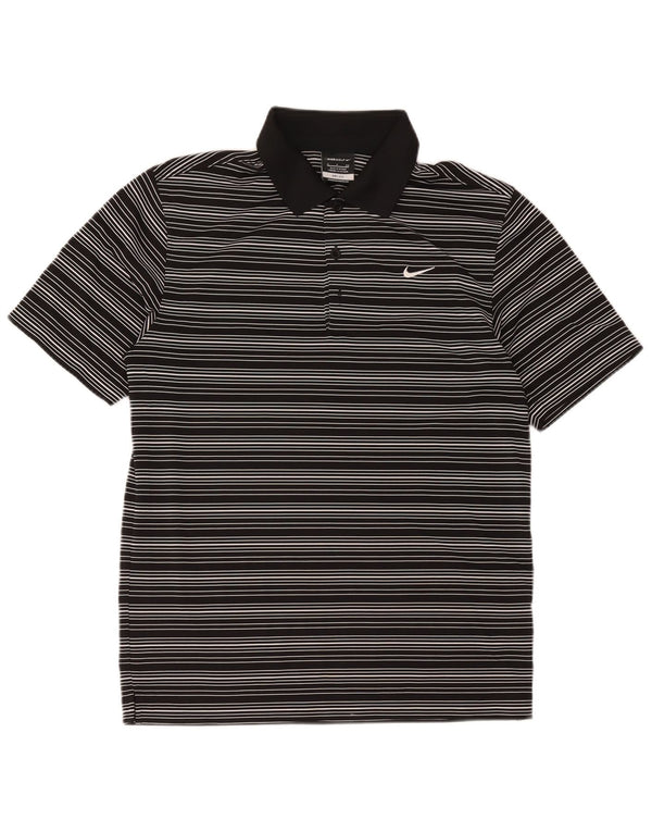 Polo Nike da uomo Dri Fit piccola in poliestere a righe nere