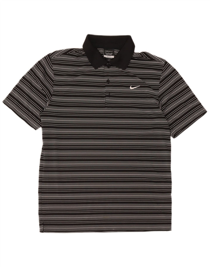 Polo Nike da uomo Dri Fit piccola in poliestere a righe nere