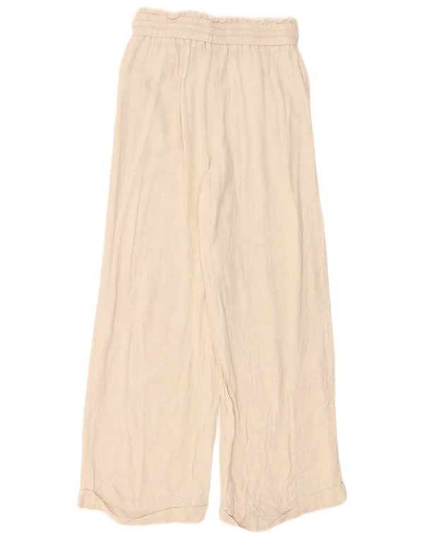 Pantaloni casual a gamba larga da donna Zara piccoli W26 L28 viscosa beige