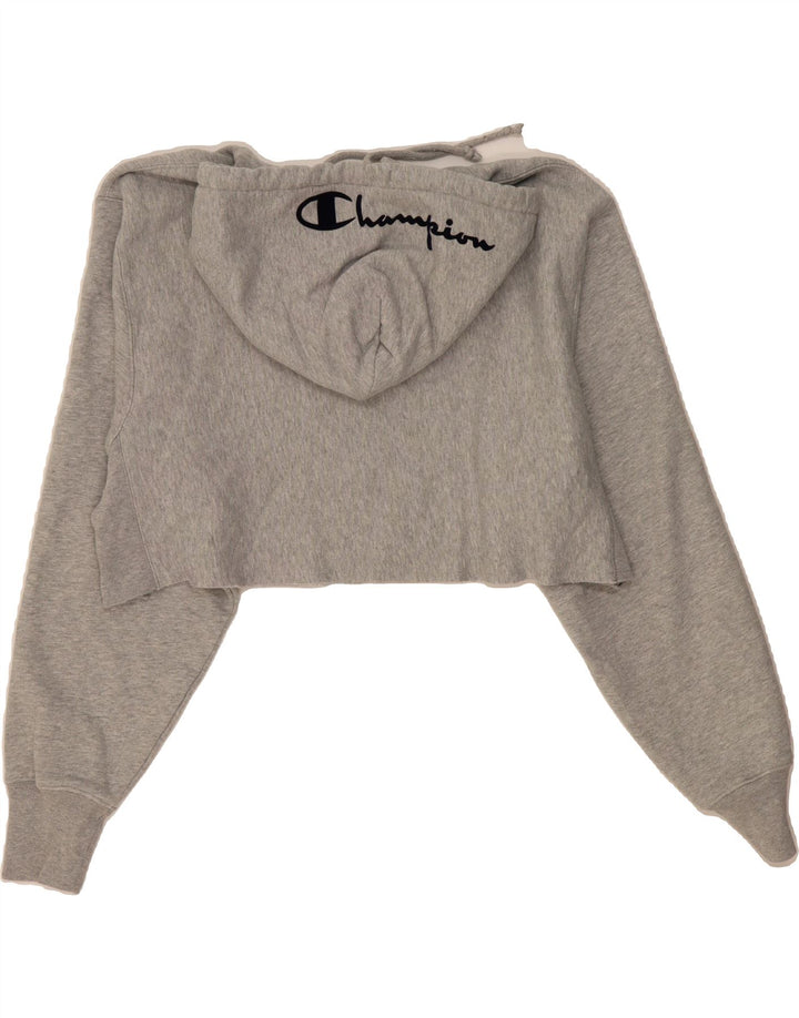 CHAMPION Womens Oversized Crop Graphic Sweatshirt Jumper UK 18 XL Grey Vintage Champion and Second-Hand Champion from Messina Hembry 