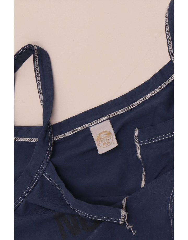Canottiera grafica da donna North Sails UK 14 grande cotone blu navy