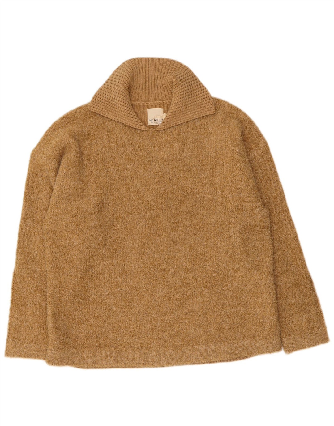 Maglione maglione collo alto da donna Indi & Cold UK 14 Lana beige medio