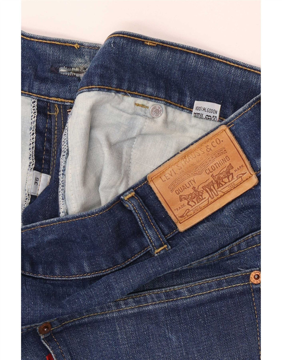 Jeans dritti da uomo Levi's W36 L30 in cotone blu