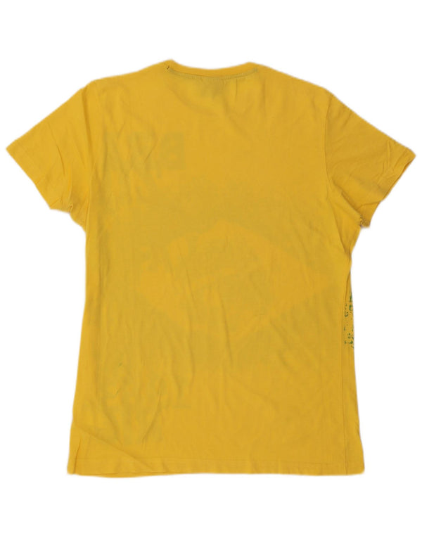 T-shirt grafica da uomo Lotto Top grande in cotone giallo