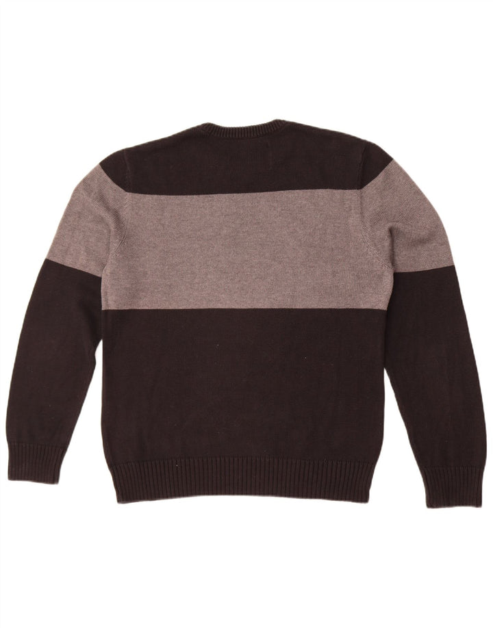 Maglione da uomo girocollo Guess in cotone color block medio nero