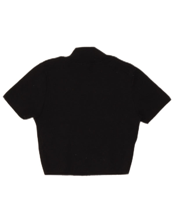 Zara Womens Short Sleeve Crop Crew Neck Jumper Sweater UK 8 Small Black