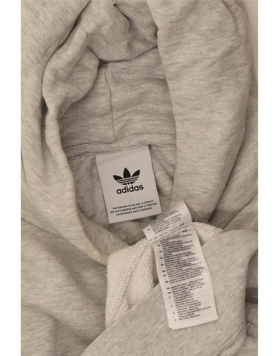 Felpa con cappuccio corta da donna Adidas UK 14 cotone grigio medio