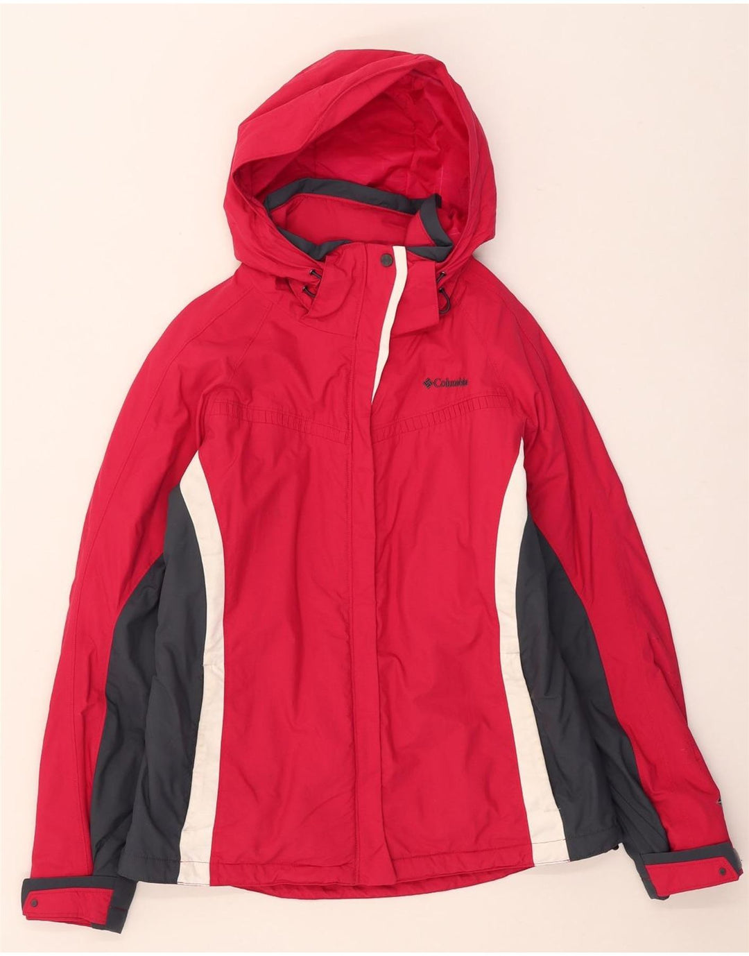 Giacca da sci con cappuccio Columbia Omni-Tech da donna UK 12 Medium Red Colourblock