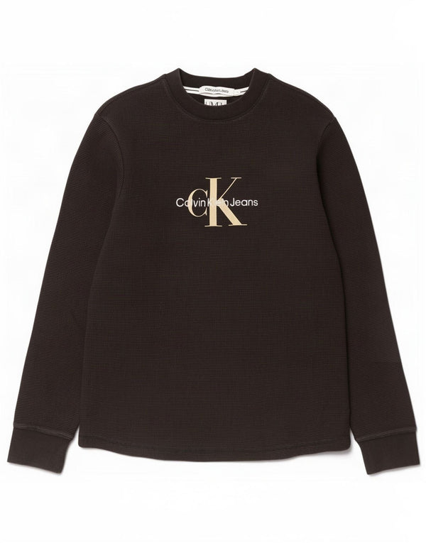 Calvin Klein Jeans Top grafico da uomo a maniche lunghe in cotone nero medio