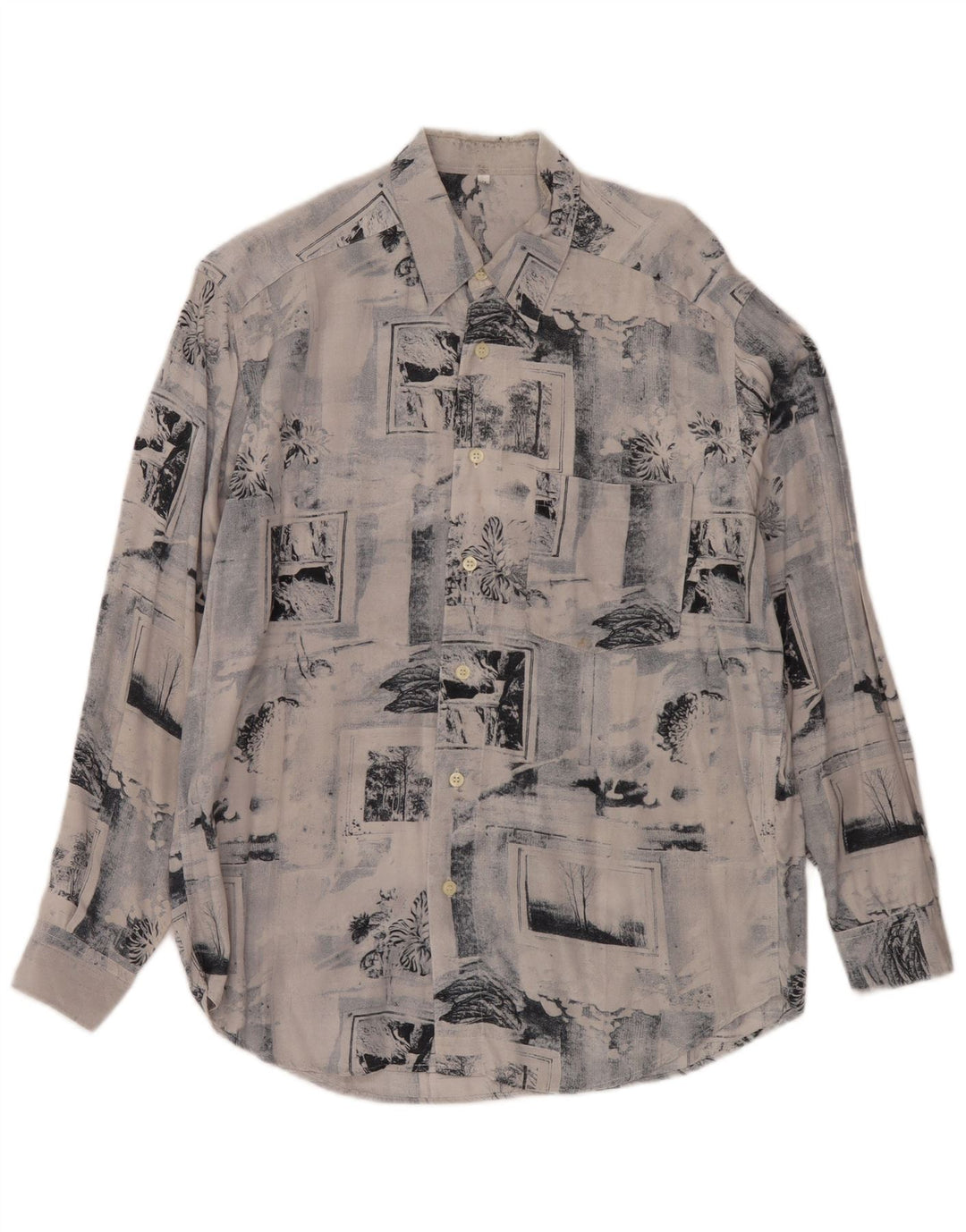 Camicia Uomo Vintage in Viscosa Patchwork Blu Medio